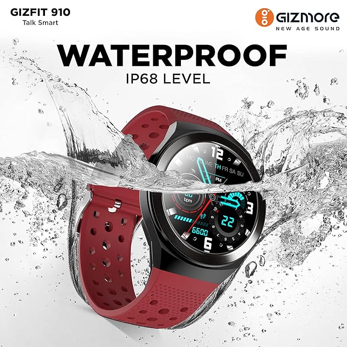 GIZMORE Gizfit 910 Full Smart Watch with in-Built Speaker Bluetooth Calling & Music, Bold Metallic Body/SpO2 and Heart Rate Monitoring, Unlimited Faces Long Battery Life & Multiple Sports Mode- Red GIZMORE Gizfit 910 Full Smart Watch with in-Built Speaker Bluetooth Calling & Music, Bold Metallic Body/SpO2 and Heart Rate Monitoring, Unlimited Faces Long Battery Life & Multiple Sports Mode- Red